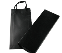 TIE BOX029 Custom made pure black tie box  design long tie box  online order tie box  tie box manufacturer front view